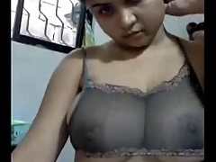 young indian shows her huge knockers in webcam
